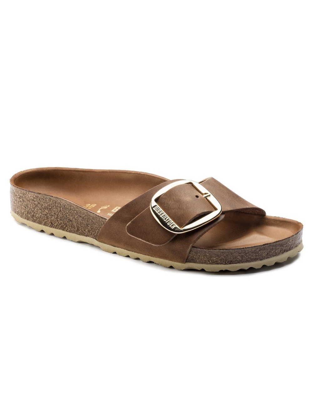 Birkenstock Women's Madrid Big Buckle Slide - Chestnut with Gold Buckle